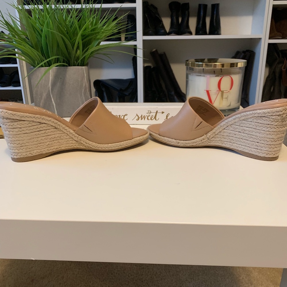 Calvin Klein leather cream wedge